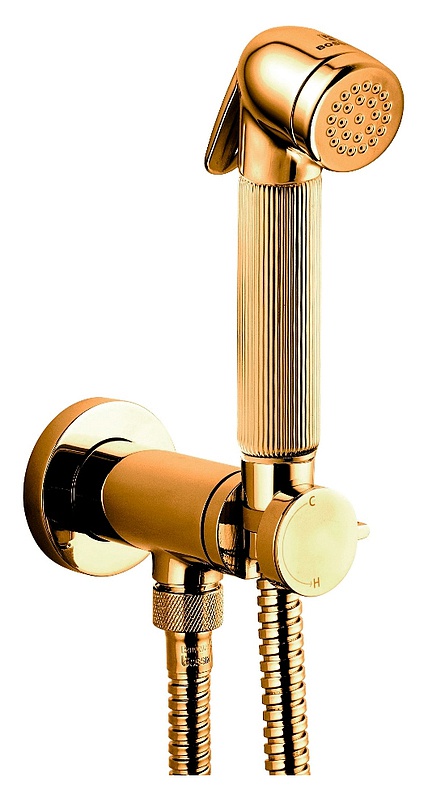 Гигиенический душ NIKITA со смесителем: лейка, держатель, шланг, золото