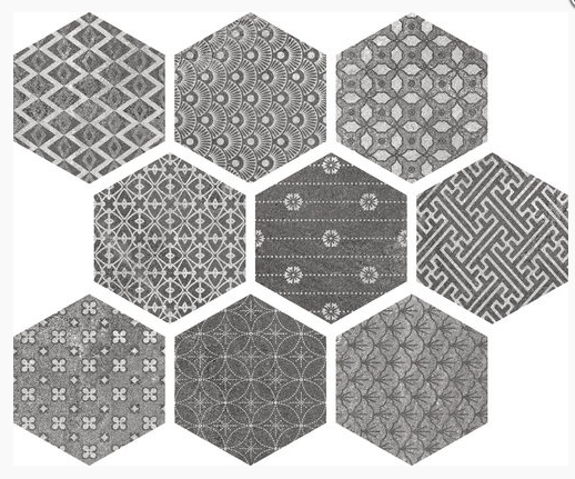 Soft Hexagon Kendo mix Grey 26x23
