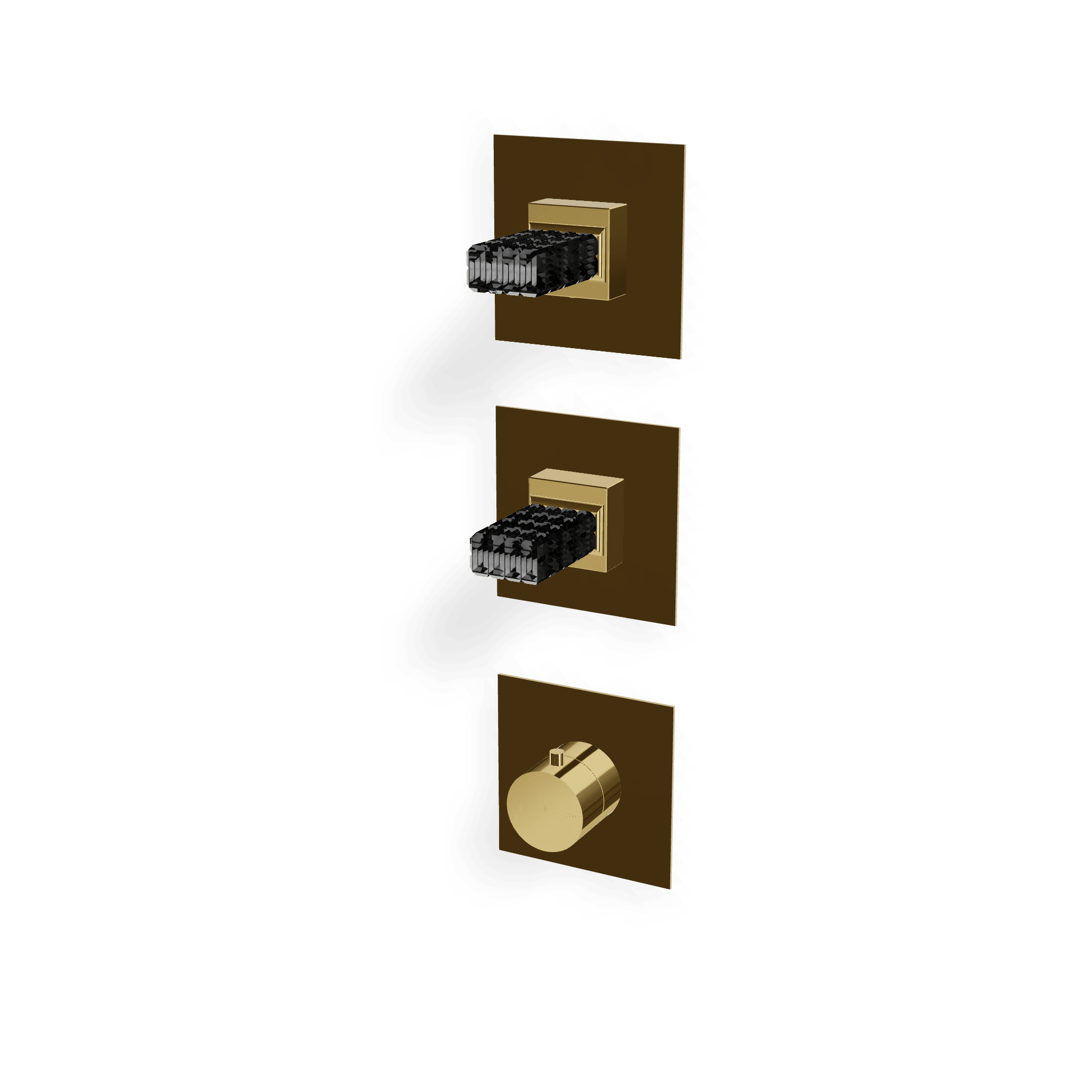 Внешняя часть термостатического смесителя для душа на 2 потребителя Kea, ручки черное стекло