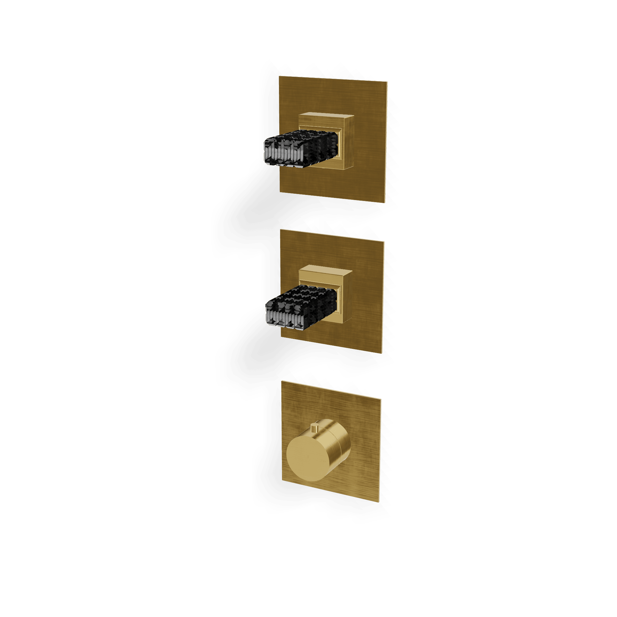Внешняя часть термостатического смесителя для душа на 2 потребителя Kea, ручки черное стекло