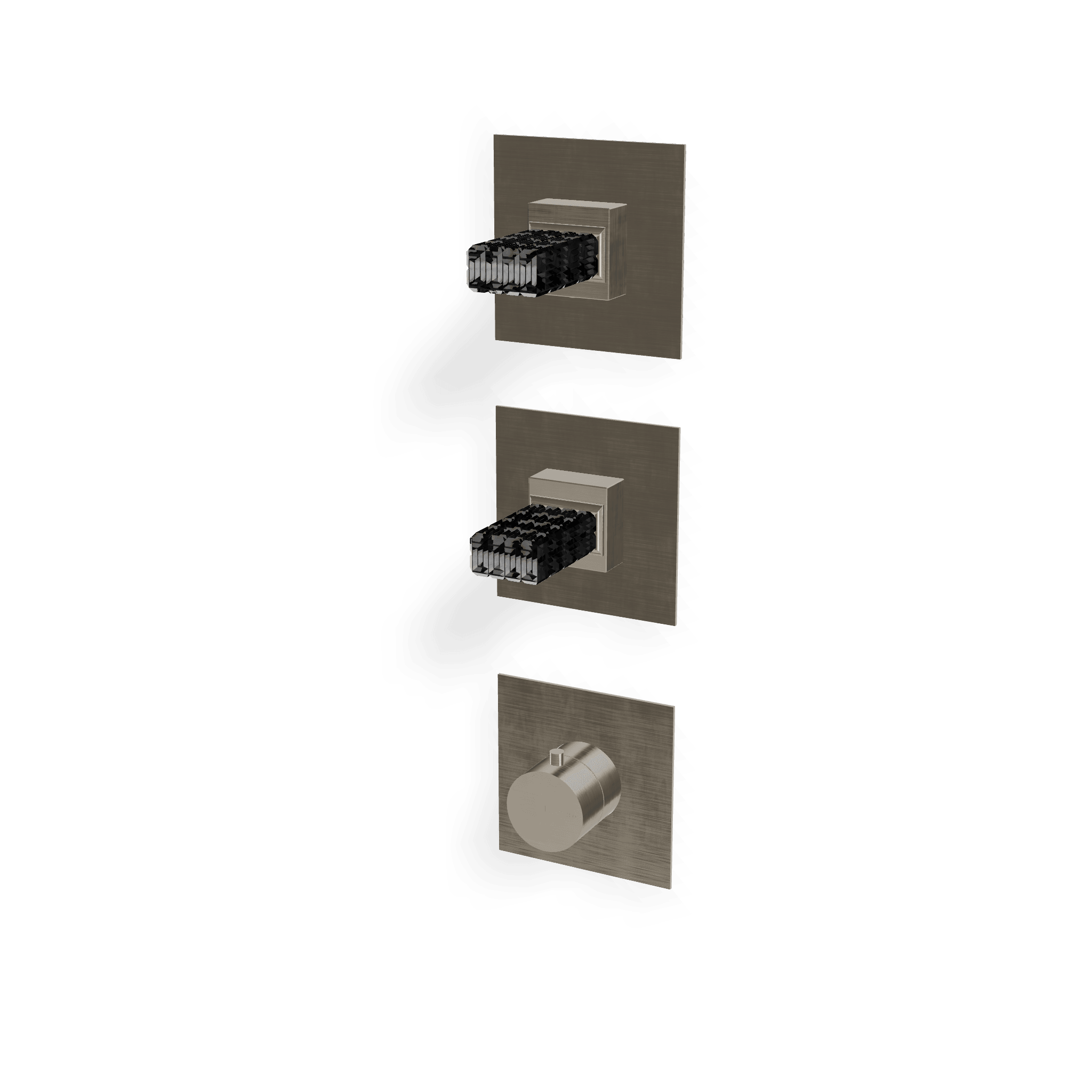 Внешняя часть термостатического смесителя для душа на 2 потребителя Kea, ручки черное стекло