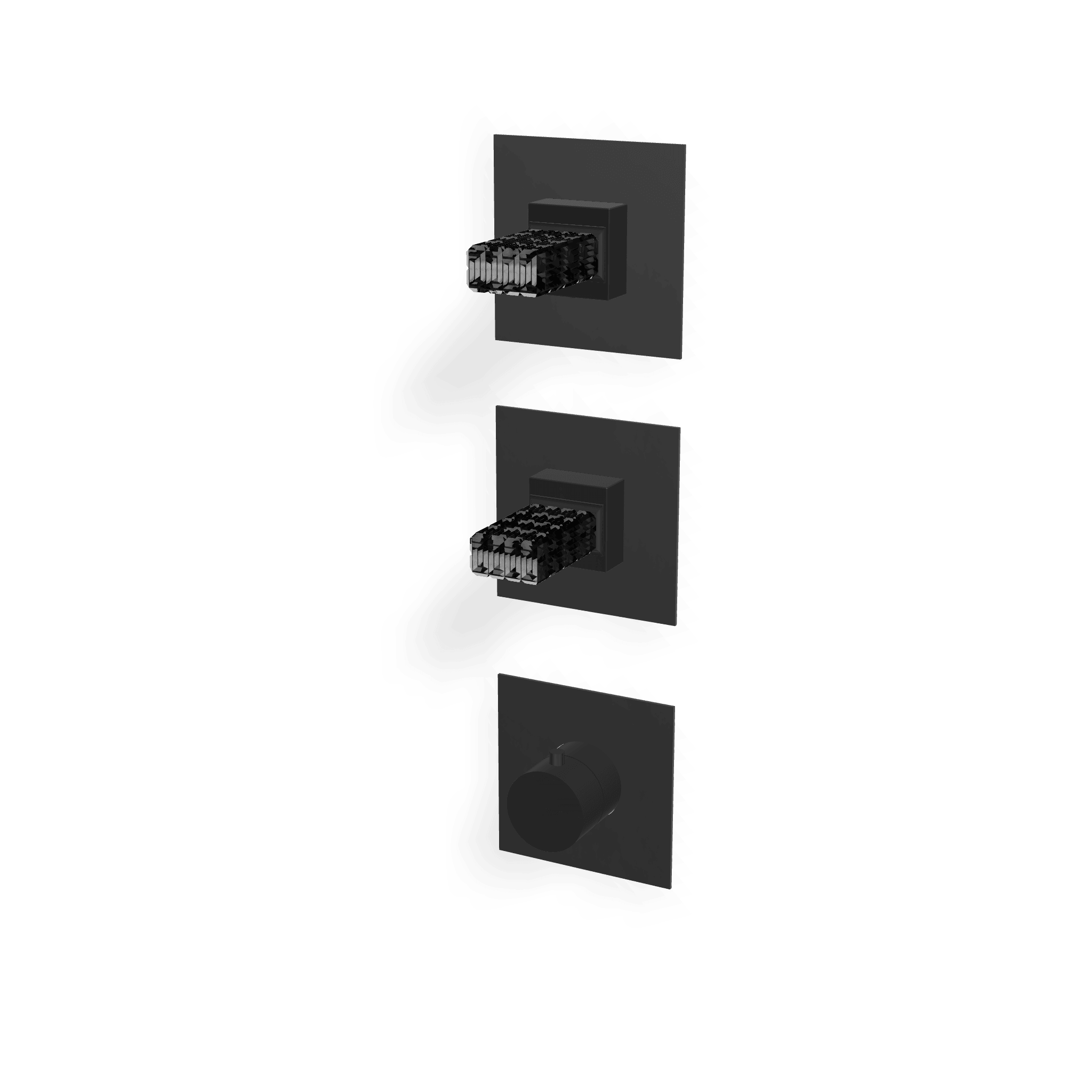 Внешняя часть термостатического смесителя для душа на 2 потребителя Kea, ручки черное стекло