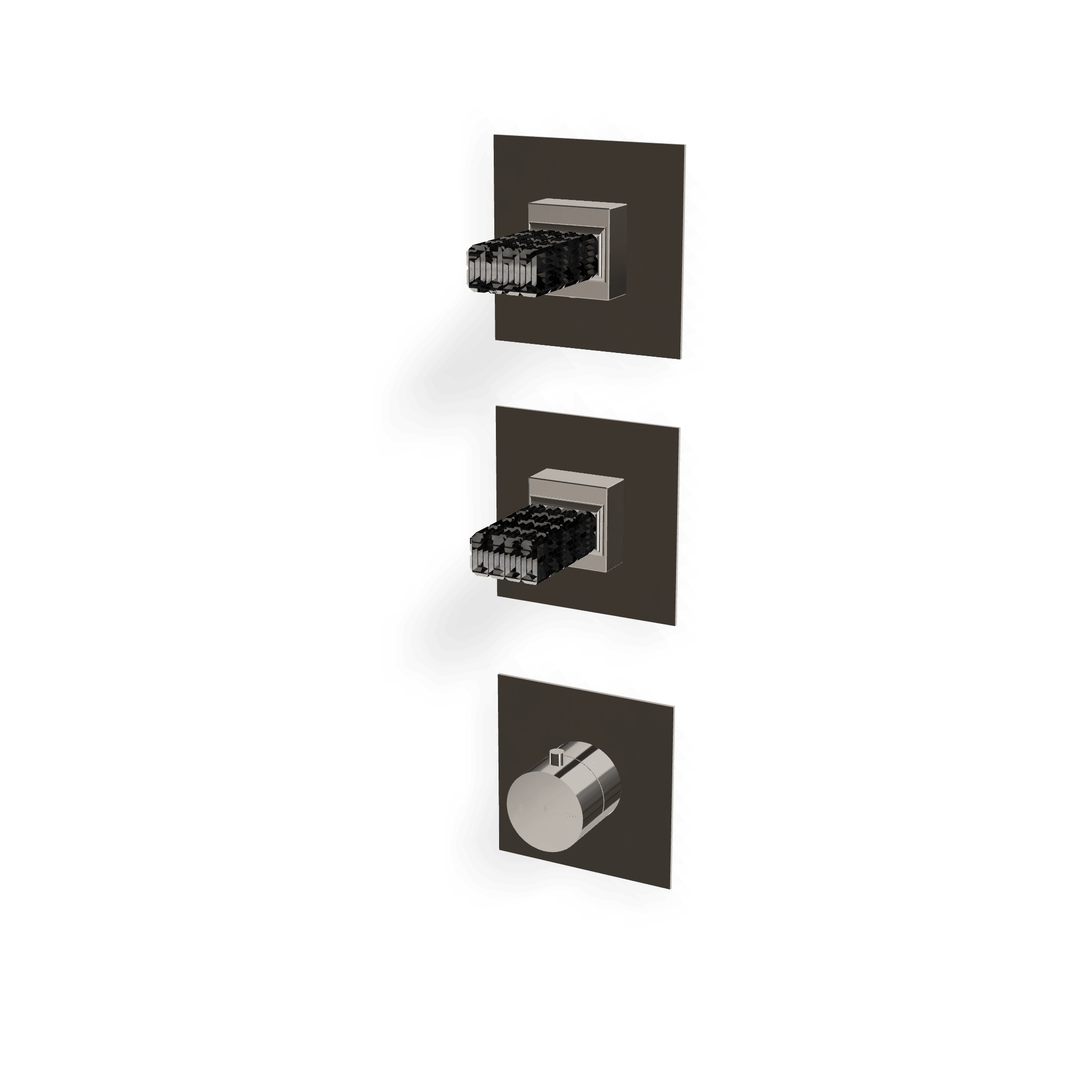 Внешняя часть термостатического смесителя для душа на 2 потребителя Kea, ручки черное стекло