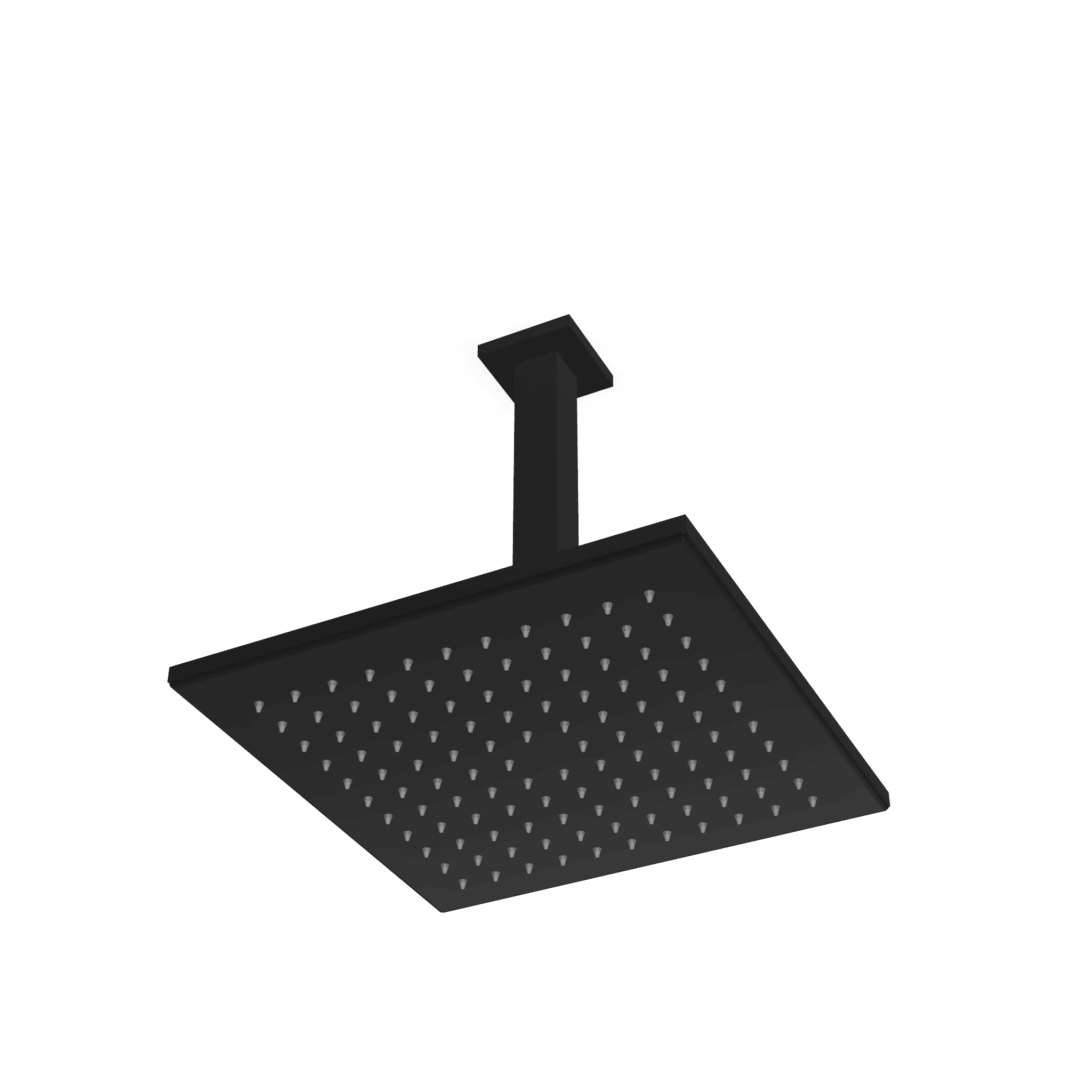 Верхний душ 255х255 мм выстота 250 мм с кронштейном из потолка