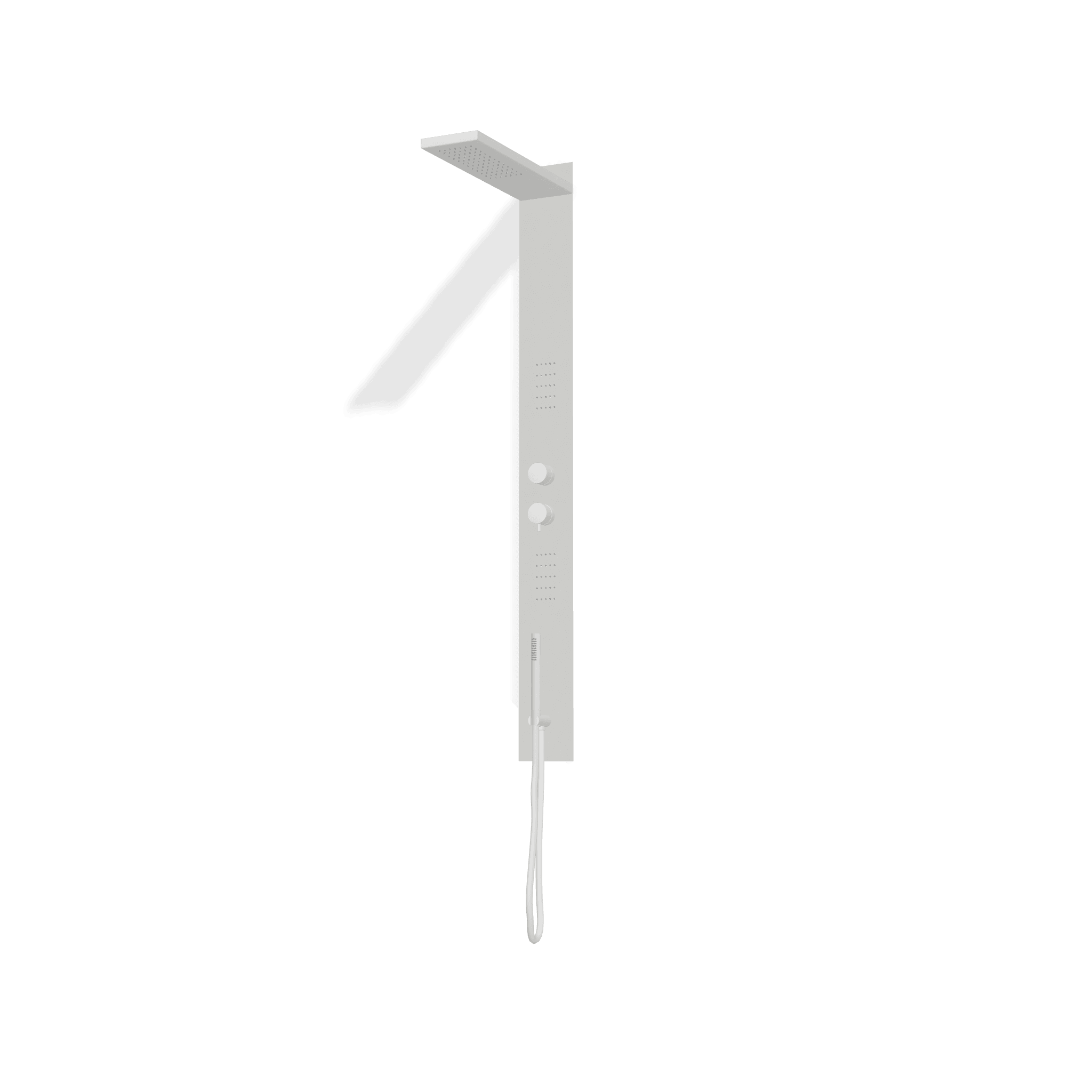 Внешняя часть настенной душевой панели с термостатическим смесителем, форсунками, ферхним и ручным душем