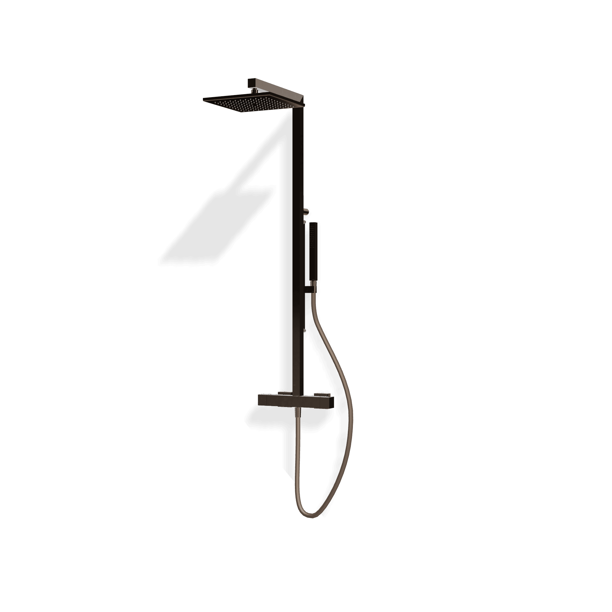 Душевая колонна с термостатическим смесителем, ручным и верхним душем 255х255 мм