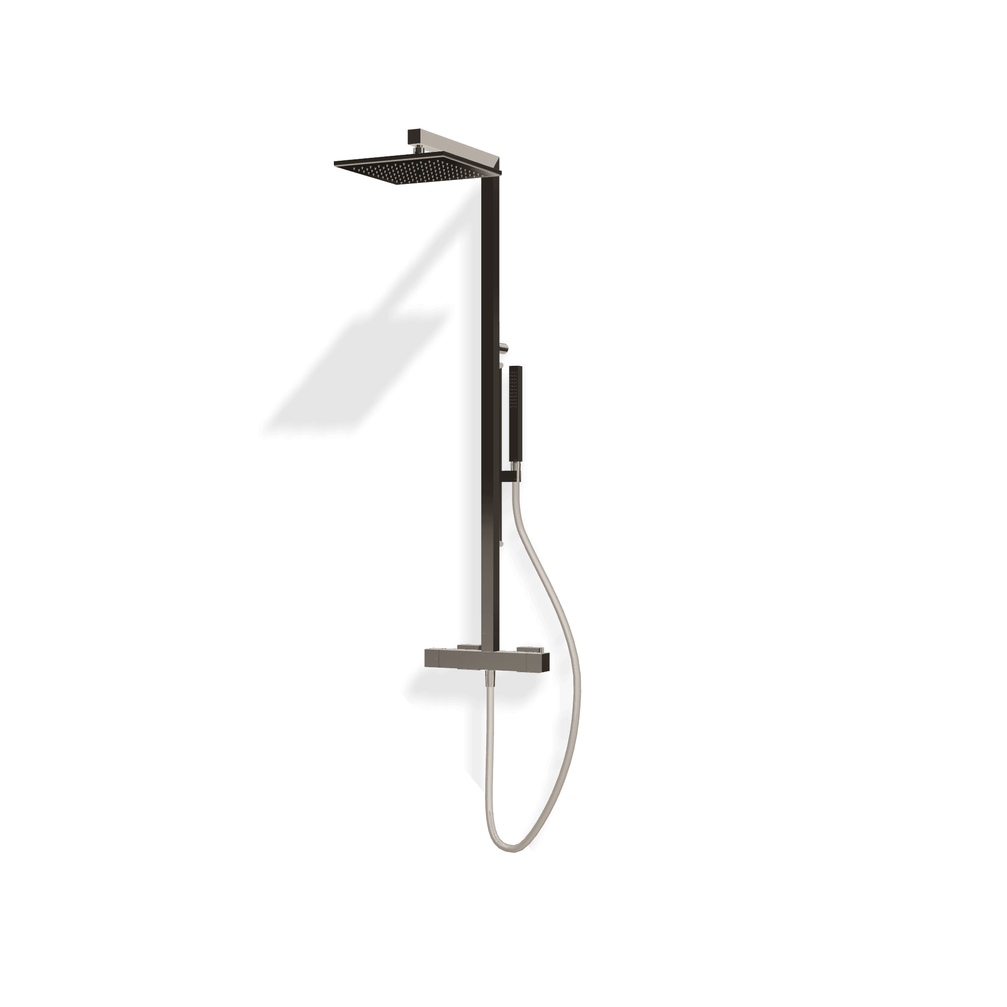 Душевая колонна с термостатическим смесителем, ручным и верхним душем 255х255 мм