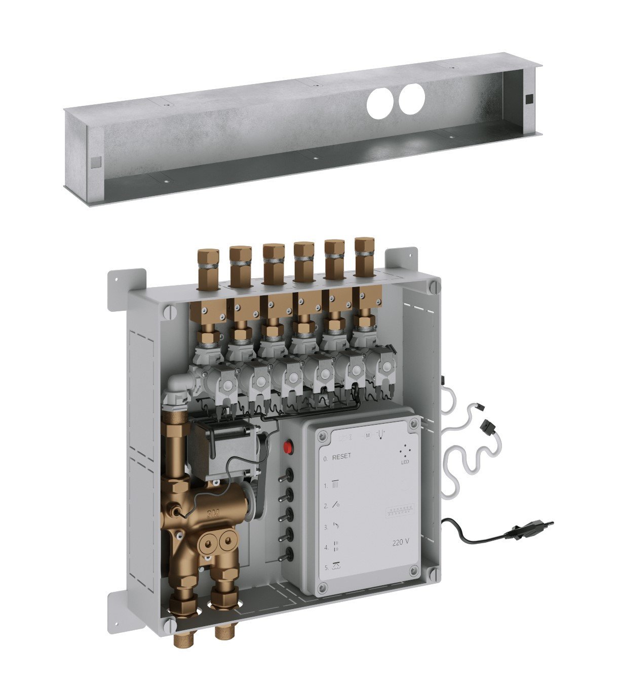 Встраиваемый модуль термостатического смесителя для душа на 5/6 потребителей