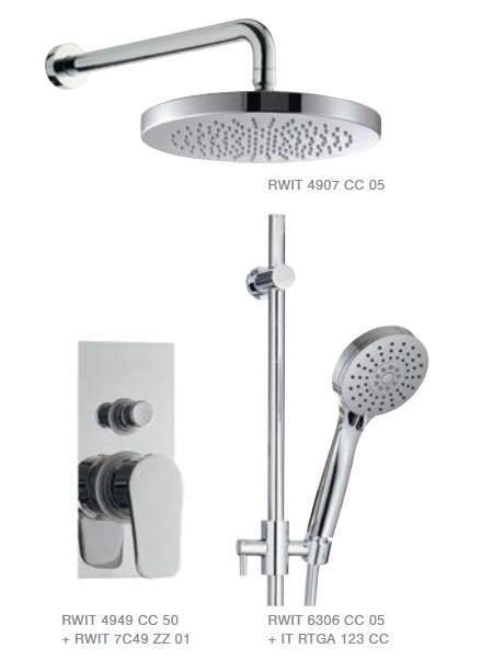 Душевой набор: смеситель для душа, верхний душ диаметр 250 мм и ручной душ на штанге Zip