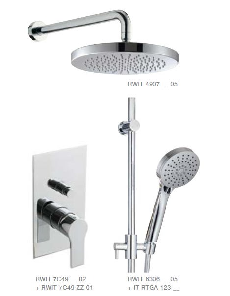 Набор: смеситель для душа, штанга с ручным душем и верхний душ диаметр 250 мм с кронштейном из стены Xero+